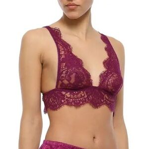 NWT ID Sarrieri Colette Cotton Blend Chantilly Lace Bralette Sz 32D